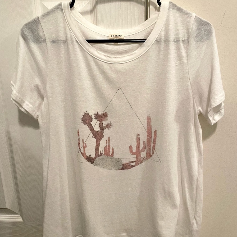 Womens En Creme White Graphic Top